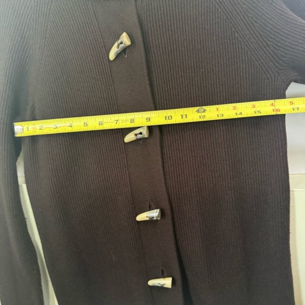 Jones NY Ribbed Wool Angora Cardigan Toggle Button Knit Sweater Jacket Top Tan M - Picture 15 of 16